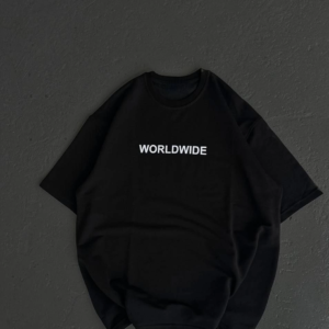 Kadın Baskılı T-Shirt Kısa Kol Bisiklet Yaka Oversize Rahat Kalıp Günlük Tişört   - Siyah