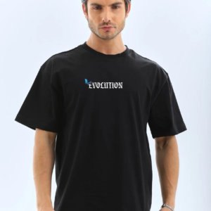 Erkek Kısa Kol Yazlık Tişört Bisiklet Yaka KELEBEK Baskılı  T-Shirt - Siyah