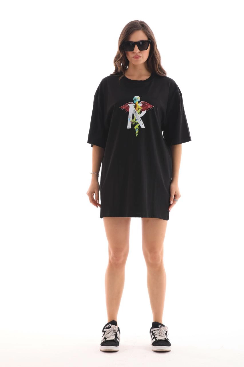unisex-bisiklet-yaka-baskili-oversize-t-shirt-siyah-92086869-sw853sh1280 Kadın Baskılı T-Shirt Kısa Kol Bisiklet Yaka Regular Fit Rahat Kalıp Günlük Tişört -Siyah