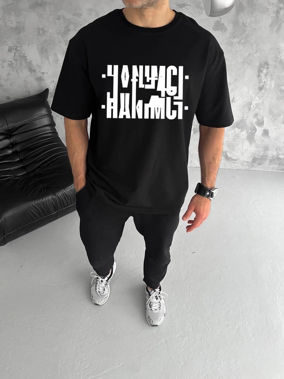 unisex-bisiklet-yaka-katlanan-baskili-t-shirt-siyah-54950014-sw960sh1280 Erkek Tişört Kısa Kol Bisiklet Yaka Katlanan HANIMCI Baskılı T-Shirt - Siyah