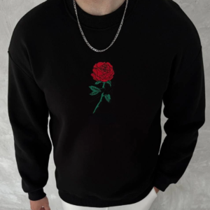 ERKEK 3 iplik Pamuklu Bisiklet Yaka Ön Ve Arka Baskılı SweatShirt - Siyah