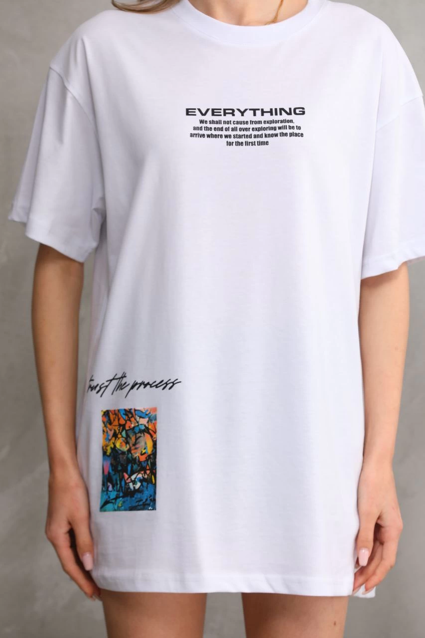 unisex-bisiklet-yakali-baskili-oversize-t-shirt-beyaz-44060989-sw853sh1280 kadın Bisiklet Yaka Baskılı Oversize T-Shirt - Beyaz - Görsel 2