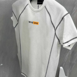 Erkek Tişört Karoyaka Dikişli Oversize T-Shirt - Beyaz