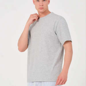 Erkek Düz T-Shirt Kısa Kol Bisiklet Yaka Regular Fit Rahat Kalıp Günlük Tişört - Gri