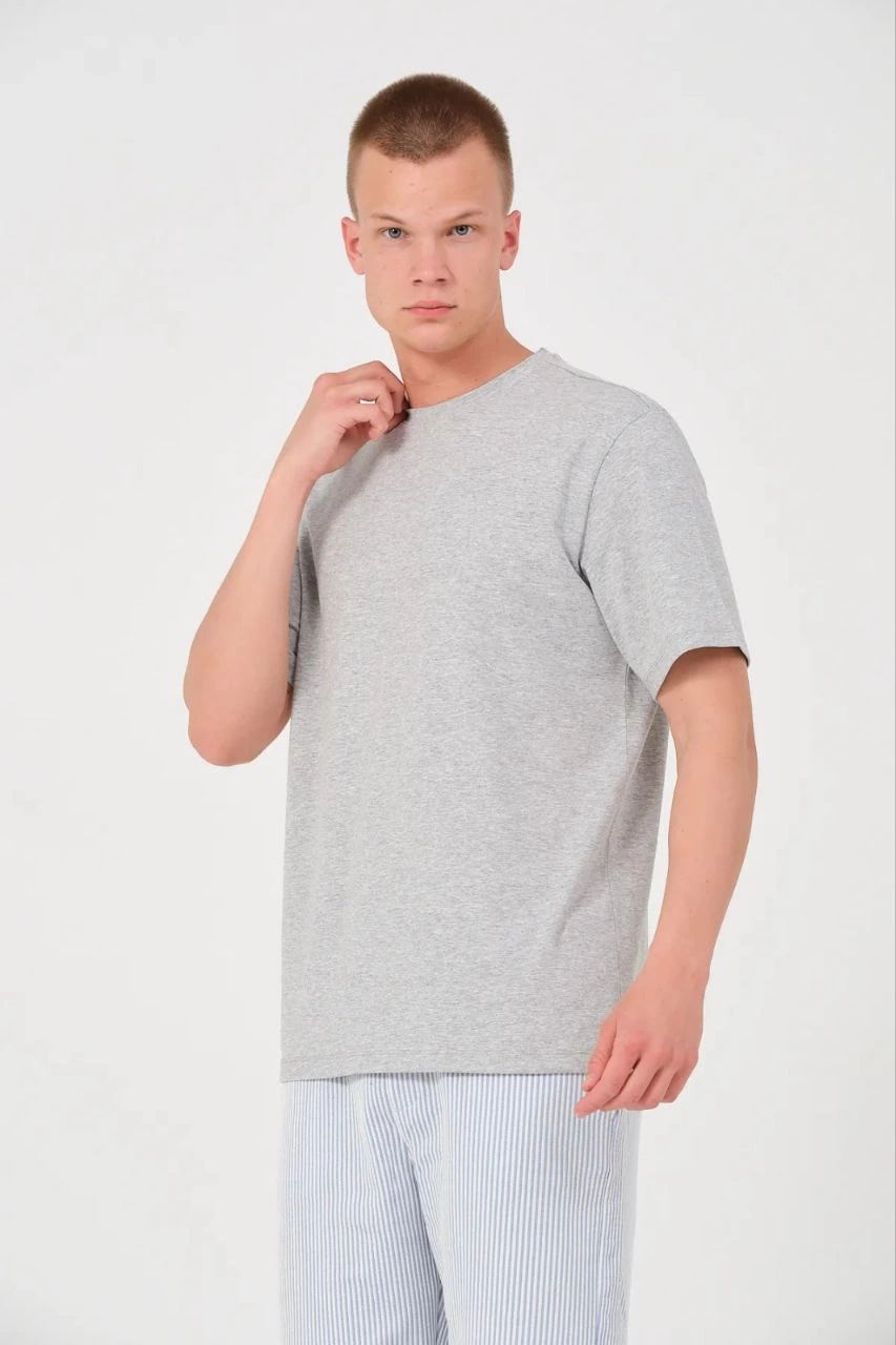 unisex-duz-biskilet-yaka-oversize-t-shirt-gri-86043369-sw853sh1280 Erkek Düz T-Shirt Kısa Kol Bisiklet Yaka Regular Fit Rahat Kalıp Günlük Tişört - Gri