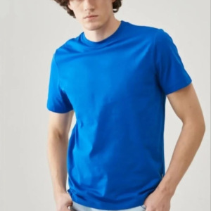 ERKEK Tişört Kısa Kol Düz Bisikilet Yaka Oversize T-shirt - Mavi