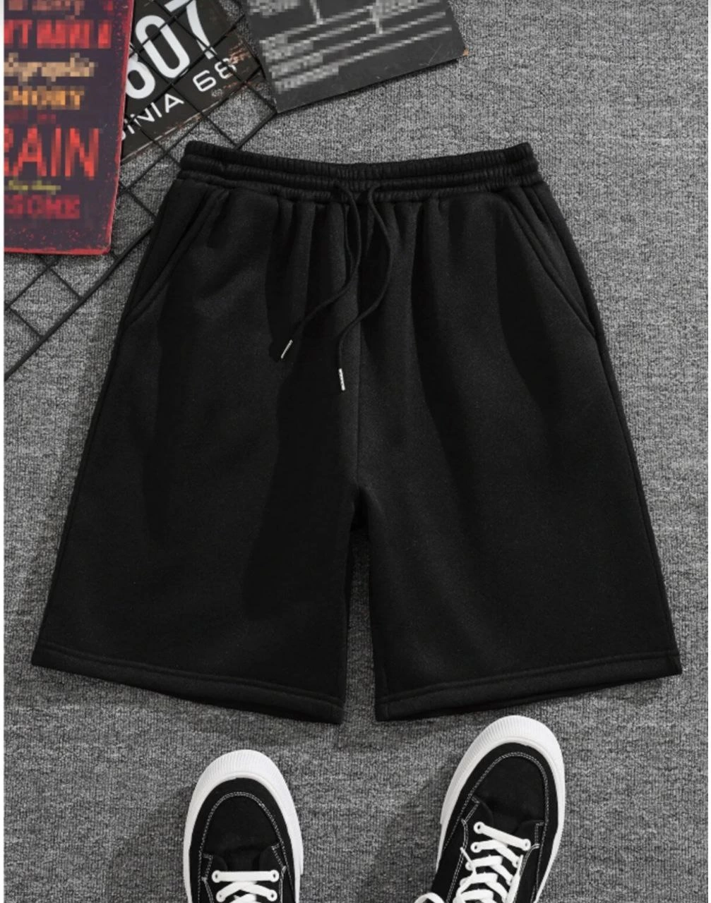 unisex-iki-iplik-duz-oversize-sort-siyah-38898740-sw1007sh1280 Kadın İki İplik Düz Oversize Şort - Siyah