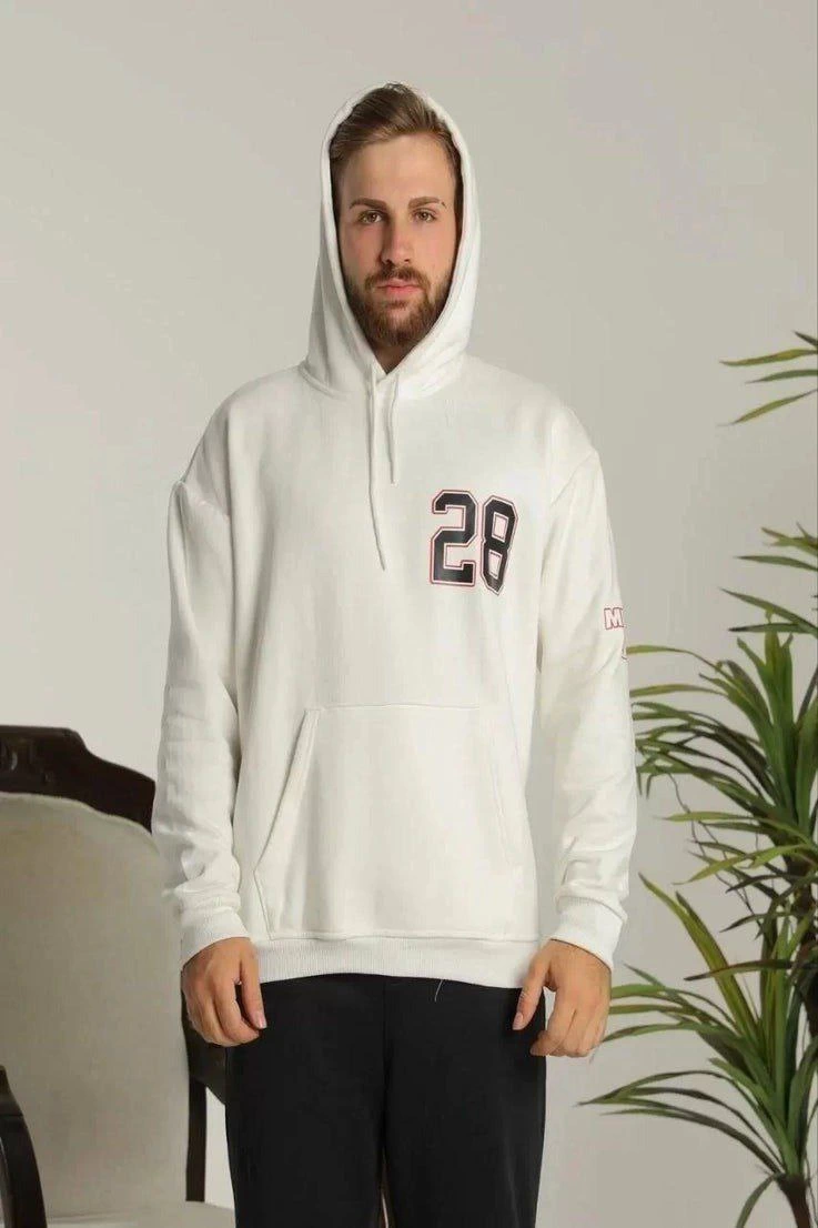 unisex-kapsonlu-baskili-sweetshirt-beyaz-53310985-sw737sh1106 Erkek 3 İplik Pamuklu Kapüşonlu Baskılı Cepli Oversize Sweatshirt Hoodie - Beyaz - Görsel 2