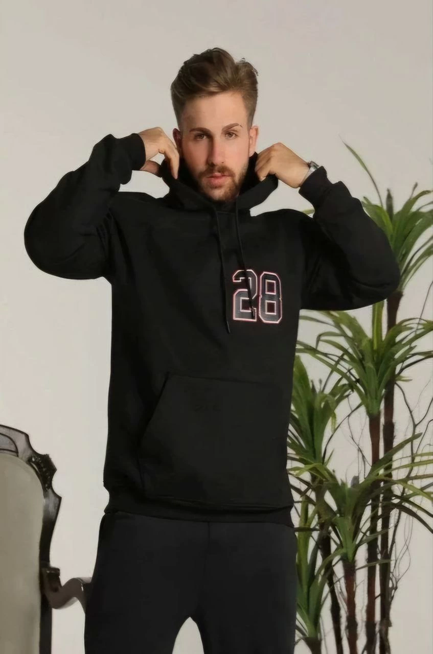 unisex-kapsonlu-baskili-sweetshirt-siyah-27003264-sw847sh1280 Erkek 3 İplik Pamuklu Kapüşonlu Baskılı Cepli Oversize Sweatshirt Hoodie - Siyah - Görsel 2