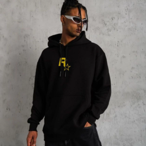 Erkek 3 İplik Pamuklu Kapüşonlu Baskılı Cepli Oversize Sweatshirt Hoodie - Siyah