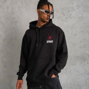 Erkek 3 İplik Pamuklu Kapüşonlu Baskılı Cepli Oversize Sweatshirt Hoodie - Siyah