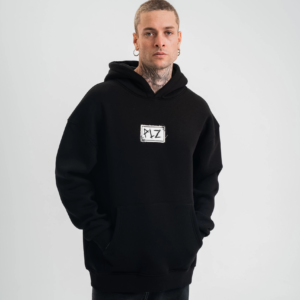 ERKEK 3 İplik Pamuklu Kapüşonlu Patchli Nakışlı Hoodie SweatShirt - Siyah
