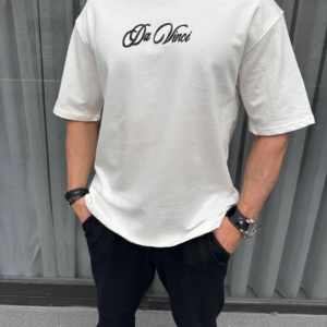 Erkek Baskılı T-Shirt Kısa Kol Bisiklet Yaka Regular Fit Rahat Kalıp Günlük Tişört - Beyaz