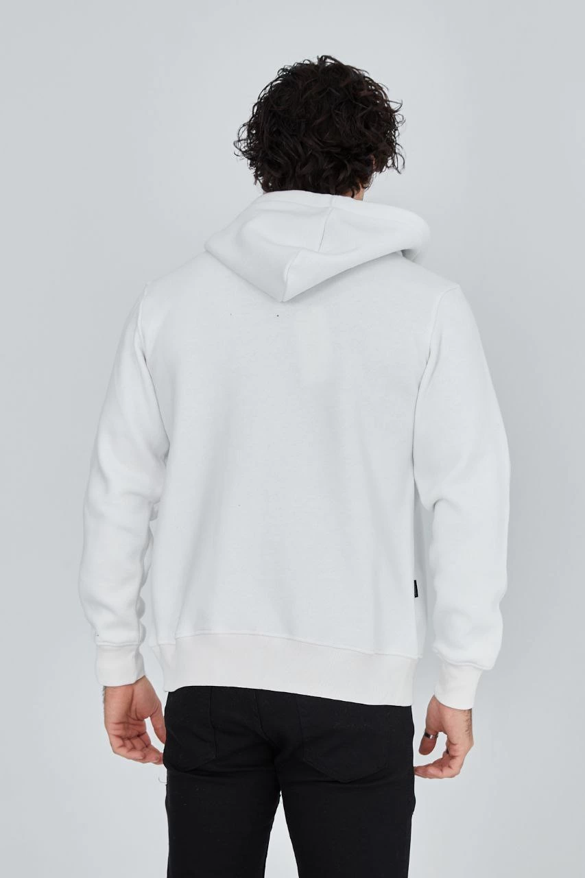 unisex-tam-fermuarli-kapsonlu-sweatshirt-beyaz-82377662-sw853sh1280 Erkek 3 İplik Pamuklu Kapüşonlu Tam Fermuarlı Cepli Hoodie Sweatshirt - Beyaz - Görsel 2
