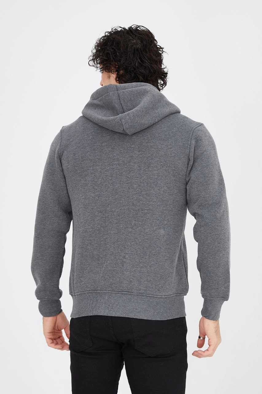 unisex-tam-fermuarli-kapsonlu-sweatshirt-fume-3741863-sw853sh1280 Erkek 3 İplik Pamuklu Kapüşonlu Tam Fermuarlı Cepli Hoodie Sweatshirt - Füme - Görsel 2