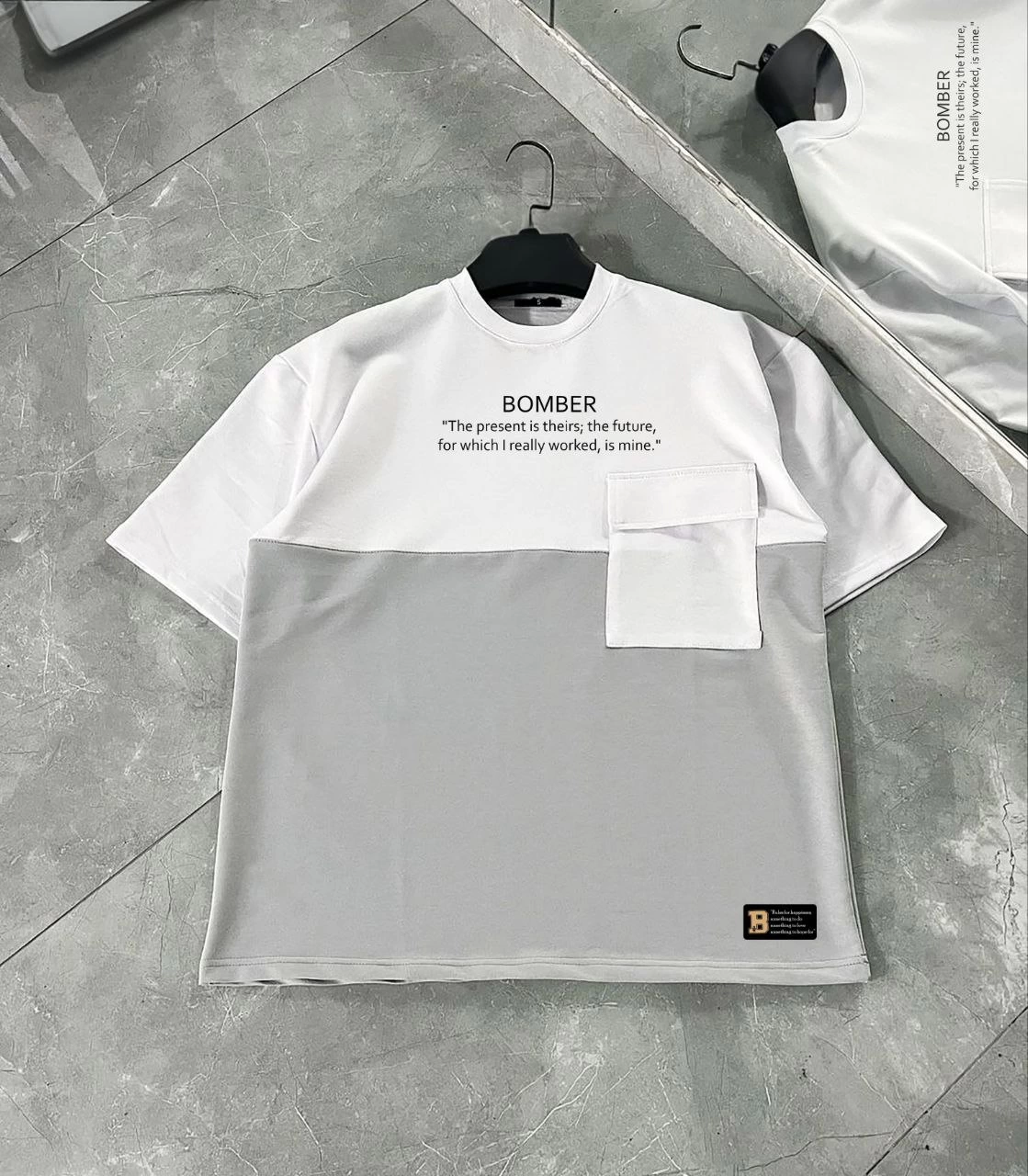 unisex-torba-cep-detayli-parcali-t-shirt-gri-84004050-sw1119sh1280 ERKEK Tişört Torba Cepli Parçalı Kısa Kol T-Shirt - Gri