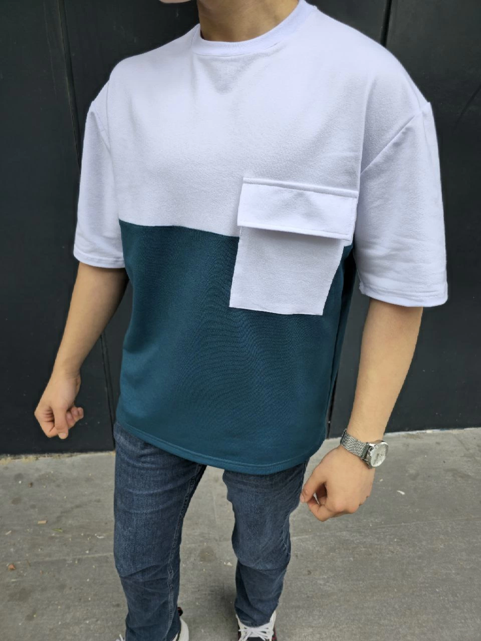 unisex-torba-cep-detayli-parcali-t-shirt-lacivert-52554289-sw960sh1280 Erkek Kısa Kol Yazlık Tişört Torba Cepli Parçalı T-Shirt - Lacivert