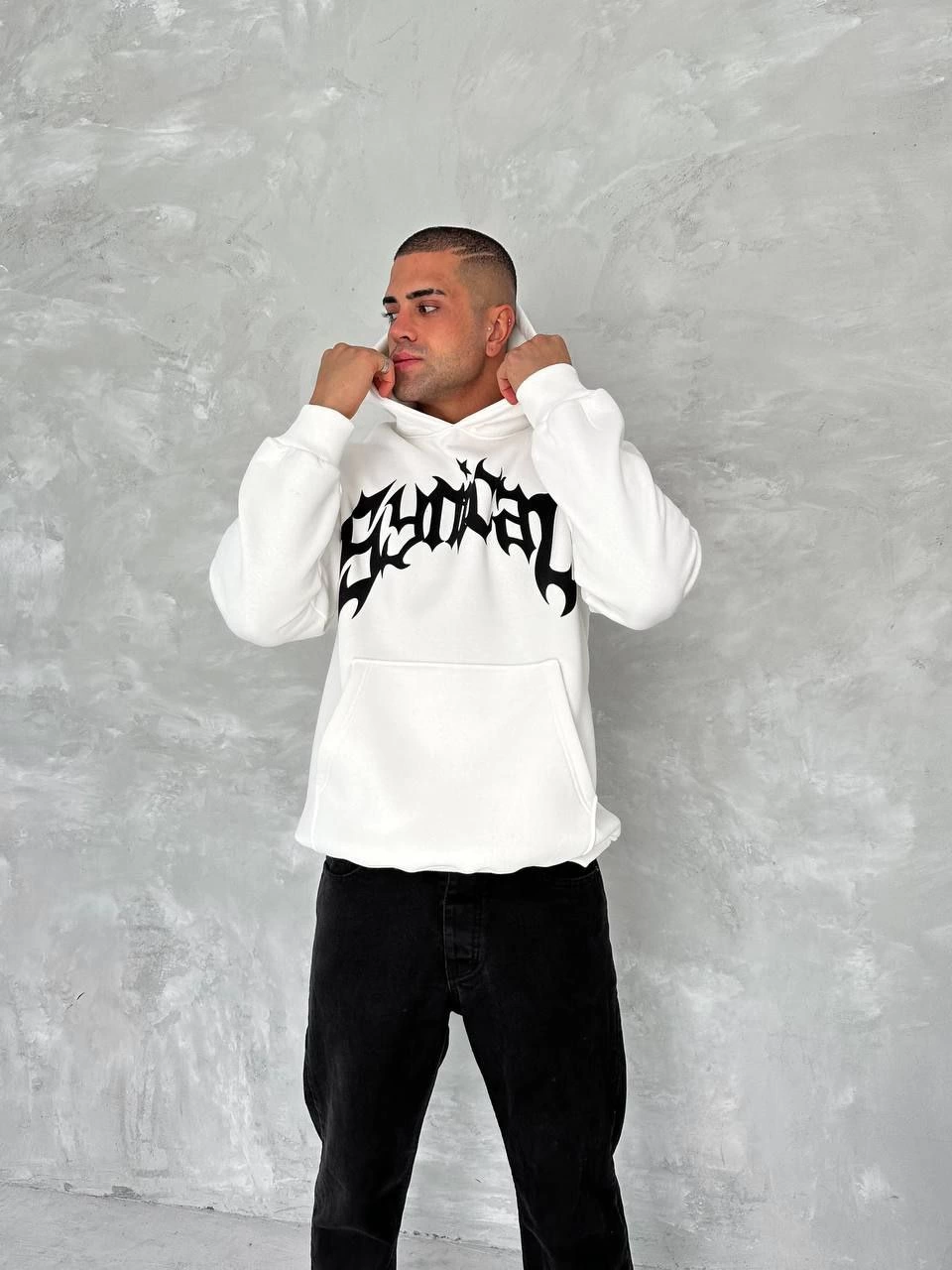 unisex-uc-iplik-kapsonlu-baskili-sweatshirt-beyaz-80116513-sw960sh1280 Erkek 3 İplik Pamuklu Kapüşonlu Baskılı Cepli Oversize Sweatshirt Hoodie - Beyaz