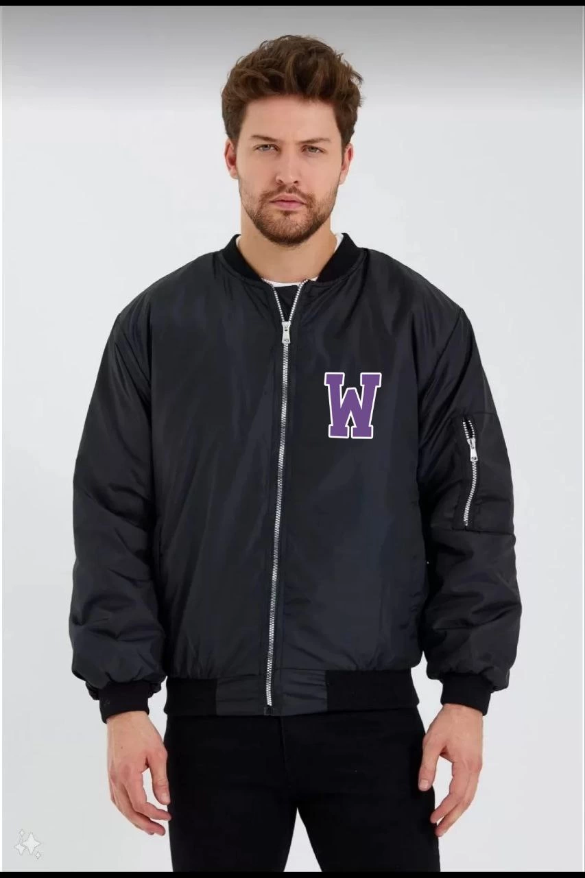 unisex-uzun-kol-baskili-bomber-ceket-siyah-83562251-sw853sh1280 Wild One Baskılı Erkek Bomber Mont – Panter Desenli, Fermuarlı, Kapitone Astarlı Ceket - Siyah