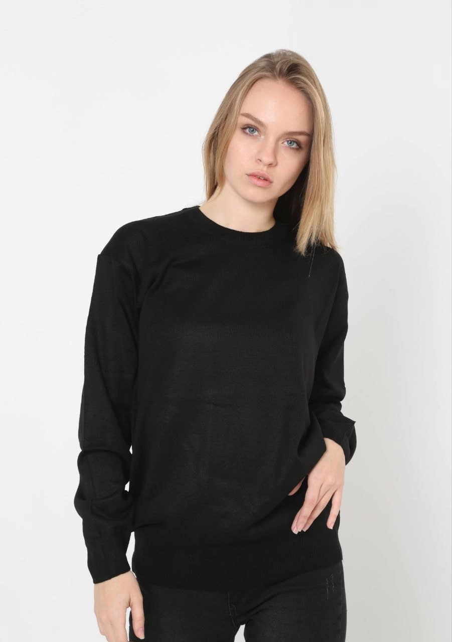 unisex-uzun-kol-biskilet-yaka-dokuma-triko-siyah-2698524-sw901sh1280 Kadın Bisiklet yaka Kazak Uzun Kol Dokuma Triko - Siyah