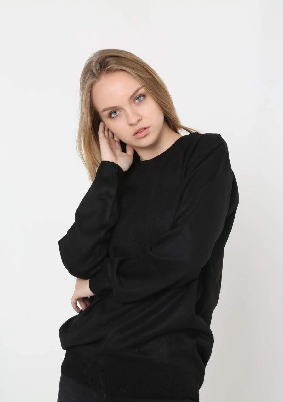 unisex-uzun-kol-biskilet-yaka-dokuma-triko-siyah-97295180-sw899sh1280 Kadın Bisiklet yaka Kazak Uzun Kol Dokuma Triko - Siyah - Görsel 2