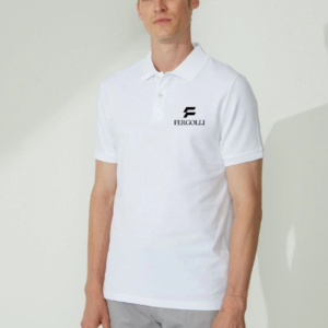 Erkek Pike Polo Yaka Tişört Düğmeli Baskılı T-Shirt - Beyaz