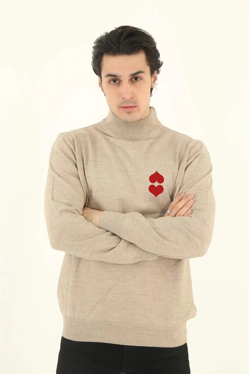 unisex-yarim-bogazli-baskili-dokuma-triko-bej-33229250-sw853sh1280 Erkek Yarım Bağazlı Kazak Baskılı Dokuma Triko - Bej