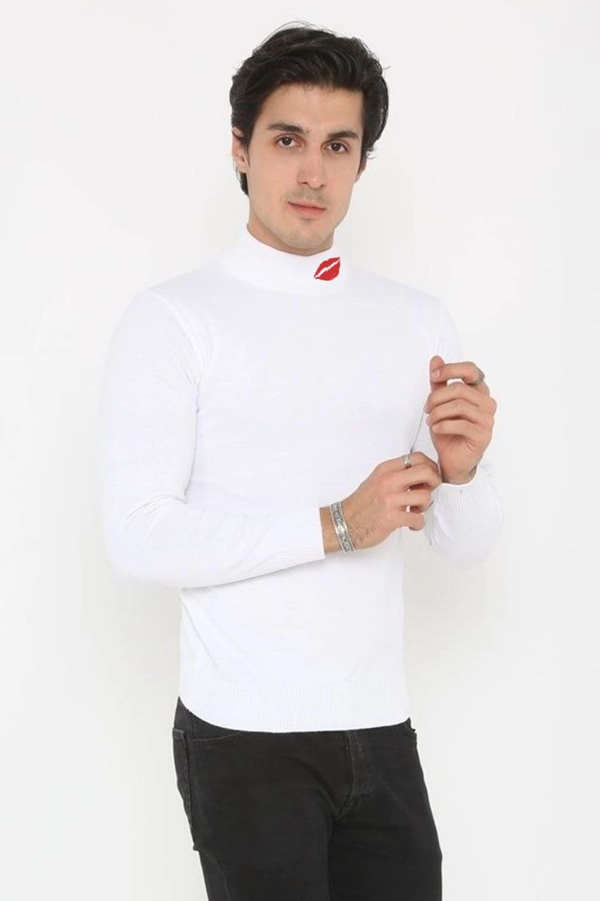 unisex-yarim-bogazli-baskili-dokuma-triko-beyaz-88747798-sw853sh1280 Erkek Yarım Bağazlı Kazak Öpücük Baskılı Dokuma Triko - Beyaz