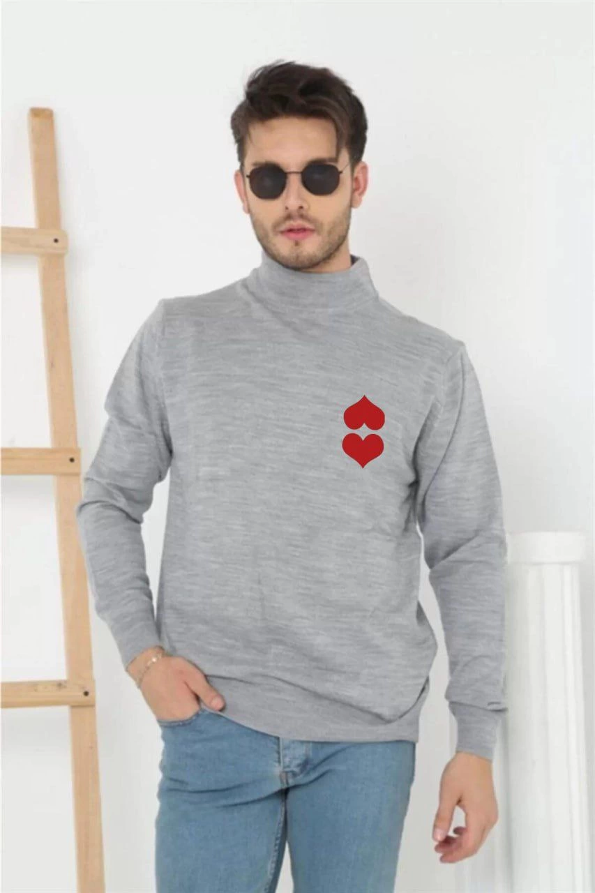 unisex-yarim-bogazli-baskili-dokuma-triko-gri-70075169-sw853sh1280 Erkek Yarım Bağazlı Kazak Baskılı Dokuma Triko - Gri