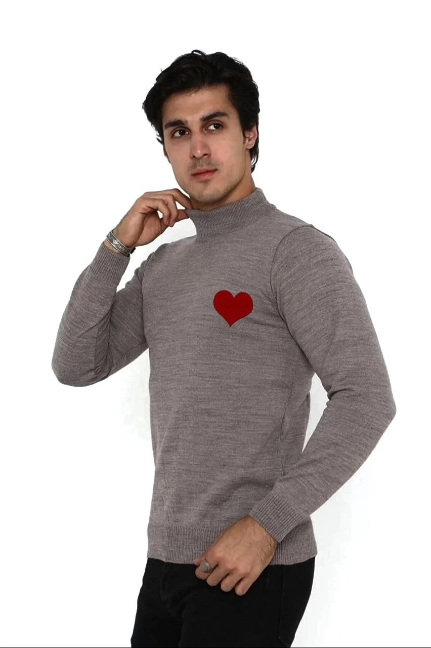 unisex-yarim-bogazli-baskili-dokuma-triko-vizon-98844343-sw852sh1280 Erkek Yarım Bağazlı Kazak Kalp Baskılı Dokuma Triko - Vizon