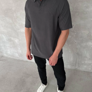 Erkek Polo Yaka Tişört Patlı Kısa Kol Yazlık T-shirt - Antrasit