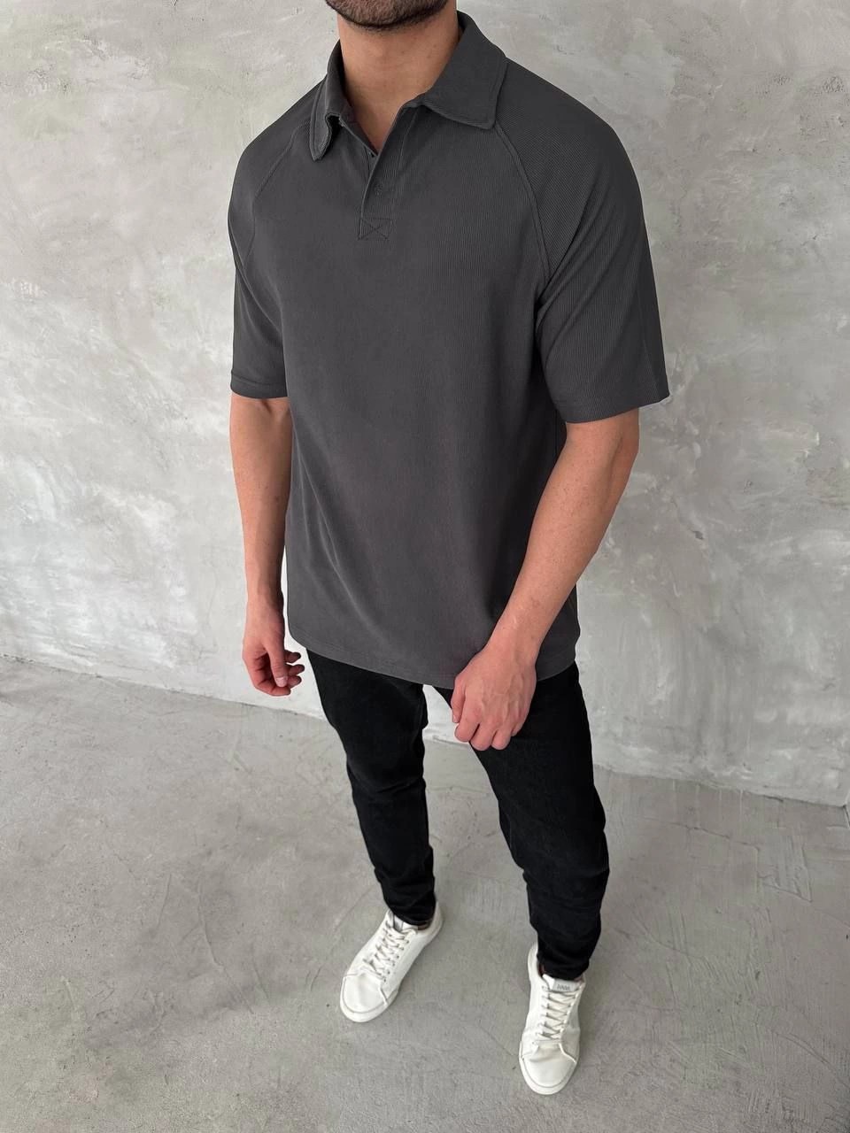 yakali-patli-kisa-kol-t-shirt-antrasit-67610533-sw960sh1280 Erkek Polo Yaka Tişört Patlı Kısa Kol Yazlık T-shirt - Antrasit