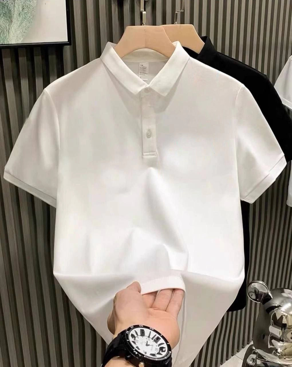 yakasi-dugmeli-yakali-pike-duz-t-shirt-beyaz-77404841-sw1020sh1280 Erkek Polo Yaka Tişört Düğmeli Pike Düz T-Shirt - Beyaz