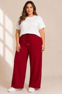 Kadın Battal Beden Bürümcük Kumaş Beli Lastikli Bağcıklı Bol Paça Palazzo Pantolon - Bordo Kadin Battal Beden Burumcuk Kumas Beli Lastikli Bagcikli Bol Paca Palazzo Pantolon Bordo 86005870 Sw852sh1280 200x300