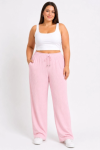 Kadın Battal Beden Bürümcük Kumaş Beli Lastikli Bağcıklı Bol Paça Palazzo Pantolon - Pembe Kadin Battal Beden Burumcuk Kumas Beli Lastikli Bagcikli Bol Paca Palazzo Pantolon Pembe 38531983 Sw852sh1280 200x300