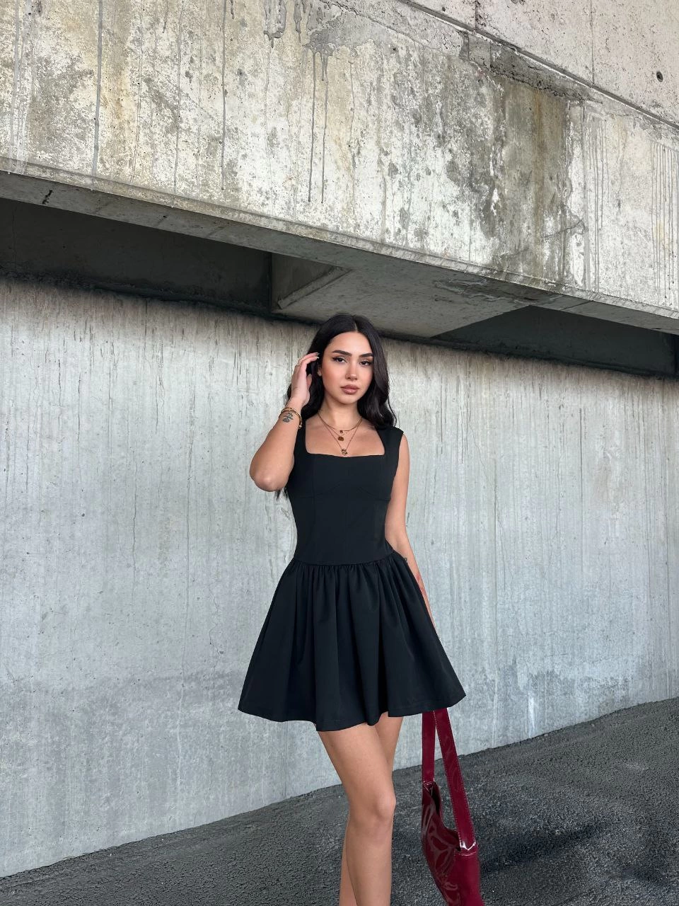 kolsuz-mini-elbise-siyah-64075364-sw960sh1280 Kolsuz Mini Elbise- Siyah