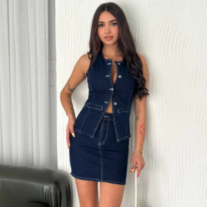 Kot Jeans Etekli ikili Takım - Lacivert