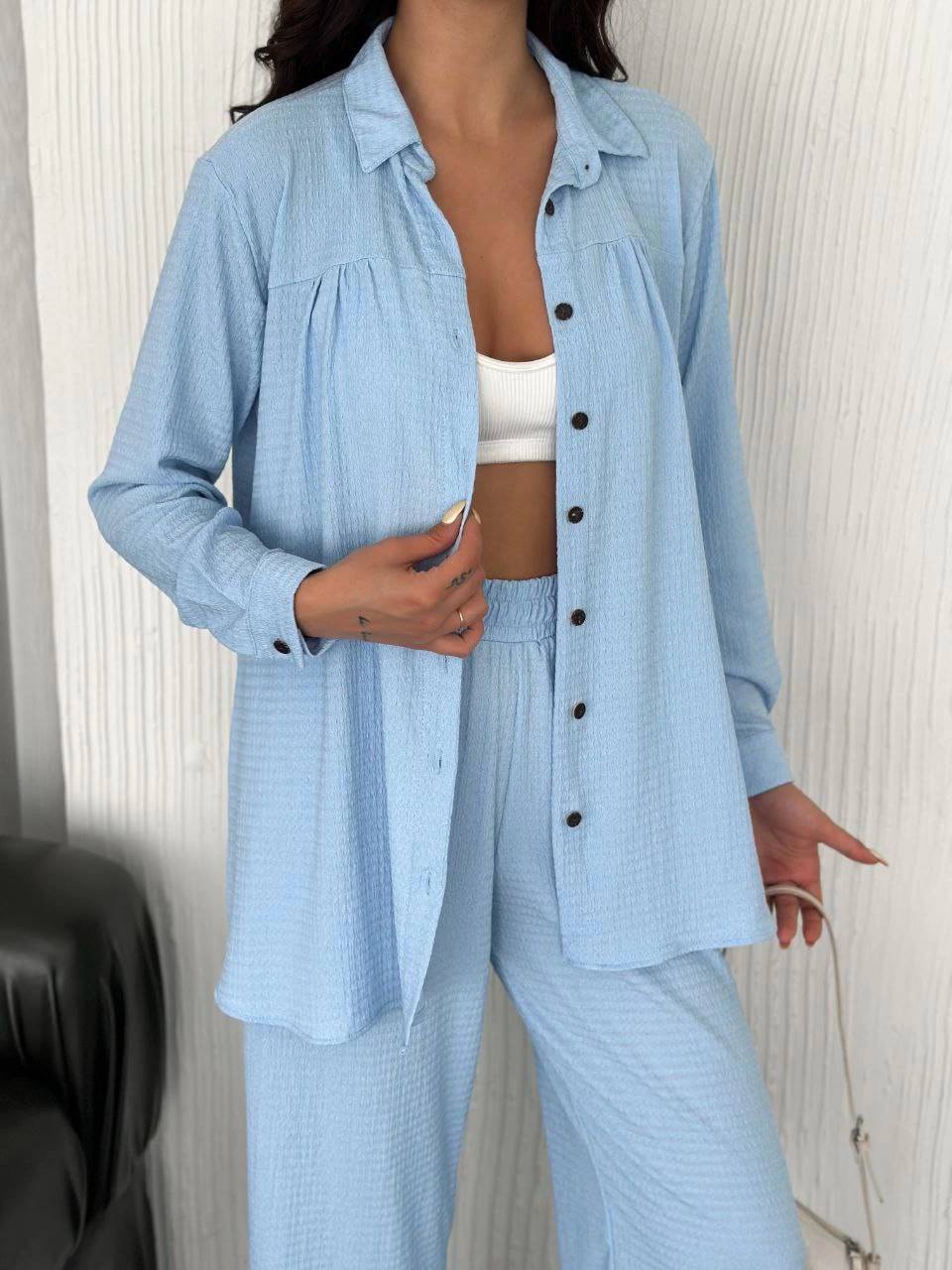 yakali-dugmeli-uzun-kollu-gomlek-pantolon-ikili-takim-bebek-mavisi-58920085-sw960sh1280 Yakalı Düğmeli Uzun Kollu Gömlek Pantolon ikili Takım - Bebek Mavisi - Image 2